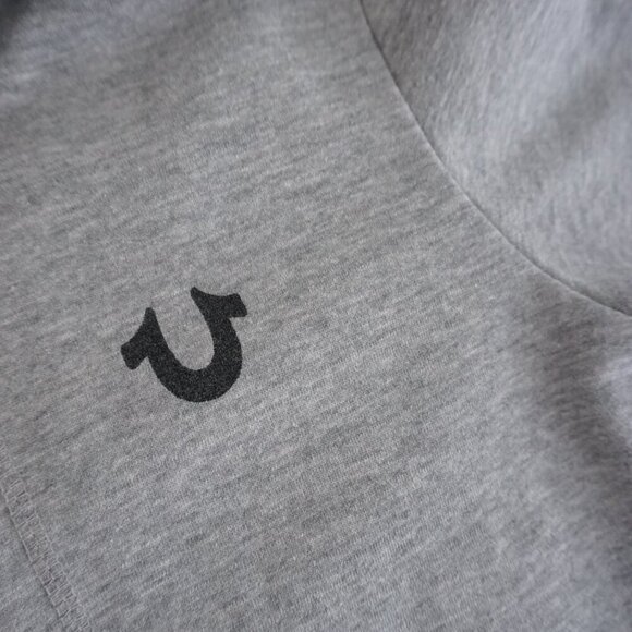 Vintage Y2K True Religion Grey Zip Up Cotton Blend Hoodie Sweatshirt L - Picture 10 of 11